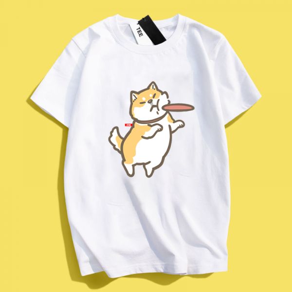 Cat & Shiba Inu Frisbee Catch Tee Cat & Shiba Inu Frisbee Catch Tee