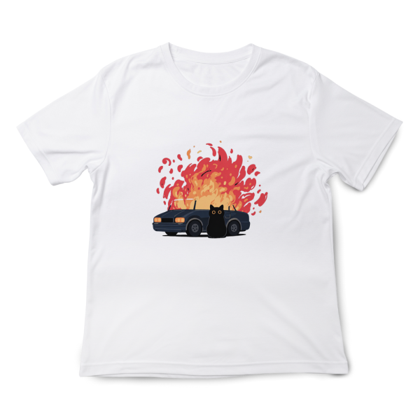 黑貓-燒車 印花短袖 柴犬,貓咪,T恤,百搭,網路購物,萌經濟,可愛,卡通,狗狗,凱蒂貓