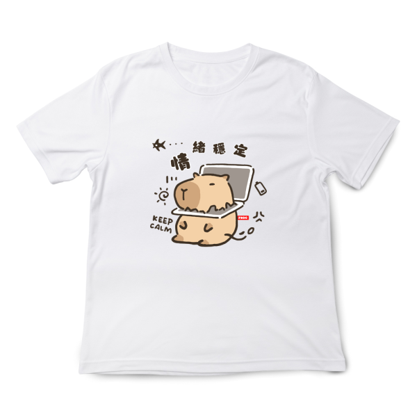 水豚-情緒穩定 印花短袖 柴犬,貓咪,T恤,百搭,網路購物,萌經濟,可愛,卡通,狗狗,凱蒂貓