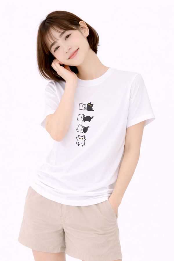 黑貓-嚇到了吧 印花短袖 柴犬,貓咪,T恤,百搭,網路購物,萌經濟,可愛,卡通,狗狗,凱蒂貓