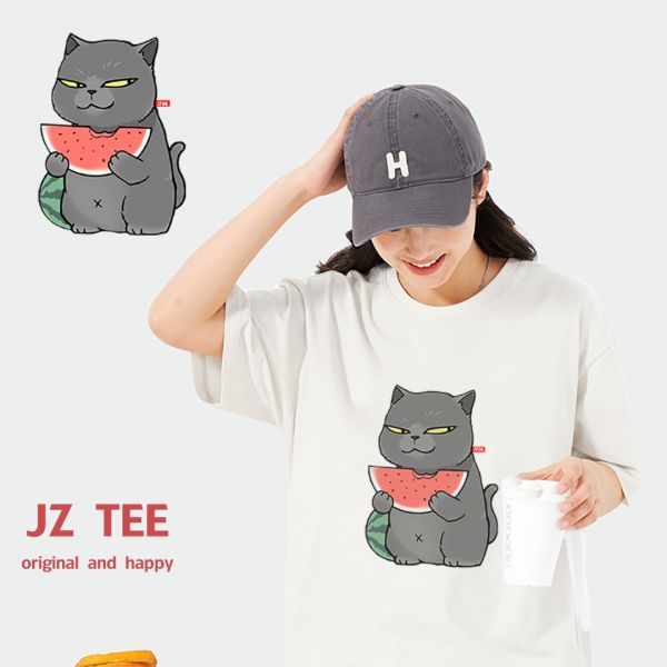 Grey Cat Eating Watermelon Tee Grey Cat Eating Watermelon Tee