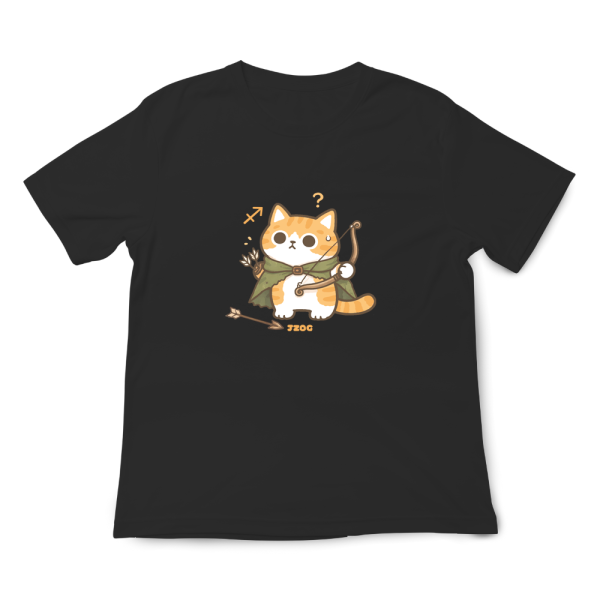 貓咪十二星座-射手座 印花短袖 柴犬,貓咪,T恤,百搭,網路購物,萌經濟,可愛,卡通,狗狗,凱蒂貓