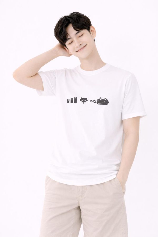 黑貓-網路與電源 印花短袖 柴犬,貓咪,T恤,百搭,網路購物,萌經濟,可愛,卡通,狗狗,凱蒂貓