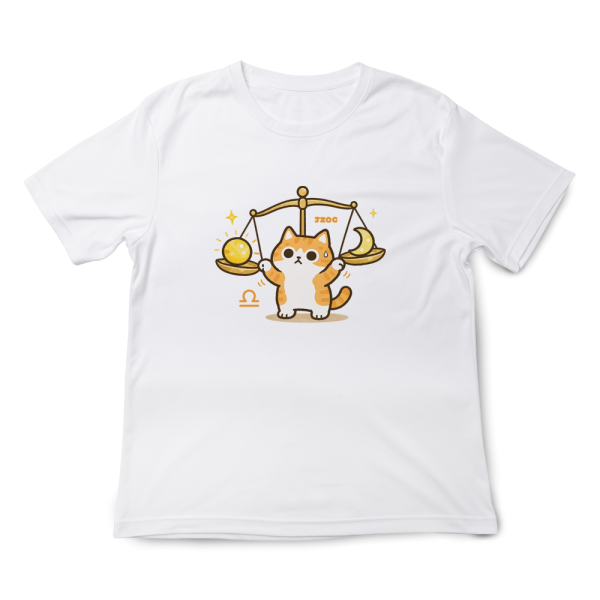 貓咪十二星座-天秤座 印花短袖 柴犬,貓咪,T恤,百搭,網路購物,萌經濟,可愛,卡通,狗狗,凱蒂貓