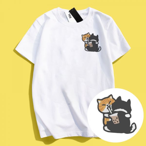 Husky & Cat Hug Tee Husky & Cat Hug Tee