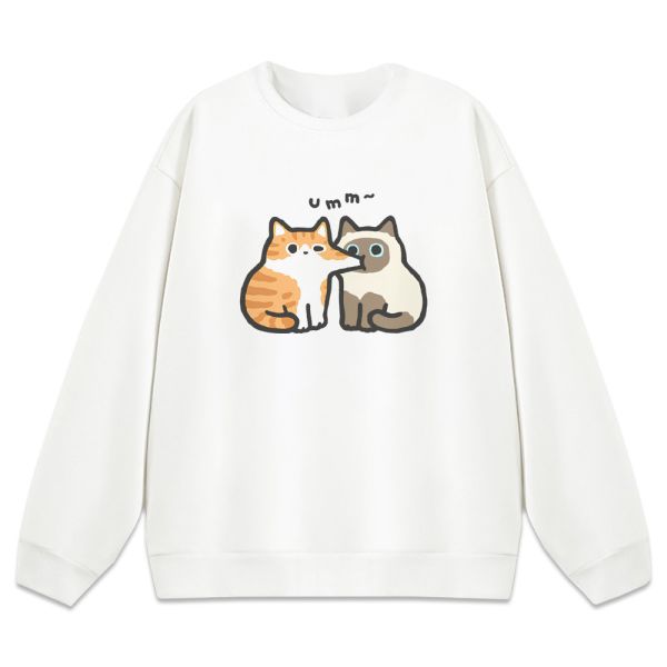 橘貓&暹羅貓-吸臉 重磅刷毛大學T 柴犬,貓咪,T恤,百搭,網路購物,萌經濟,可愛,卡通,狗狗,凱蒂貓