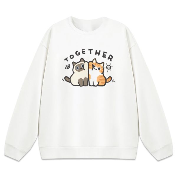 橘貓-在一起 重磅刷毛大學T 柴犬,貓咪,T恤,百搭,網路購物,萌經濟,可愛,卡通,狗狗,凱蒂貓