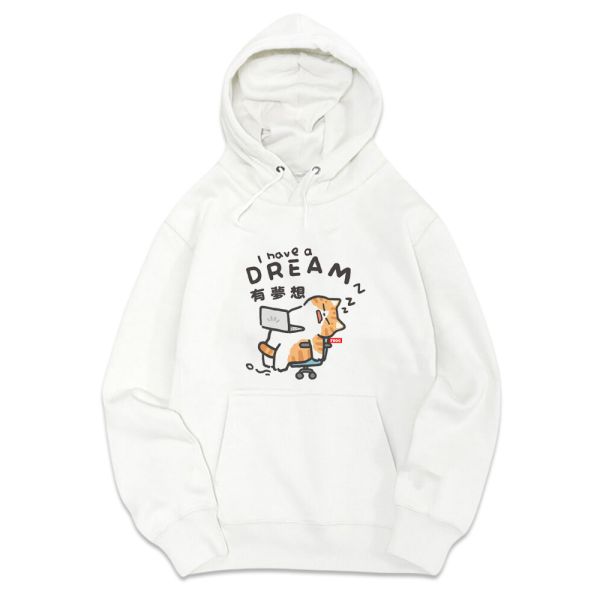 橘貓-有夢想 重磅刷毛連帽T 