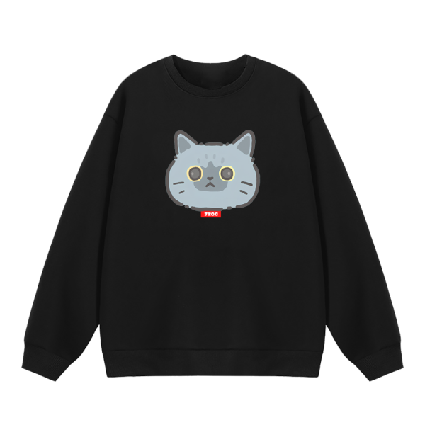 灰貓頭 重磅刷毛大學T 柴犬,貓咪,T恤,百搭,網路購物,萌經濟,可愛,卡通,狗狗,凱蒂貓