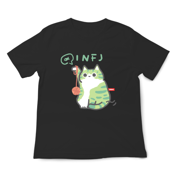 MBTI貓咪 INFJ-提倡者 印花短袖 柴犬,貓咪,T恤,百搭,網路購物,萌經濟,可愛,卡通,狗狗,凱蒂貓