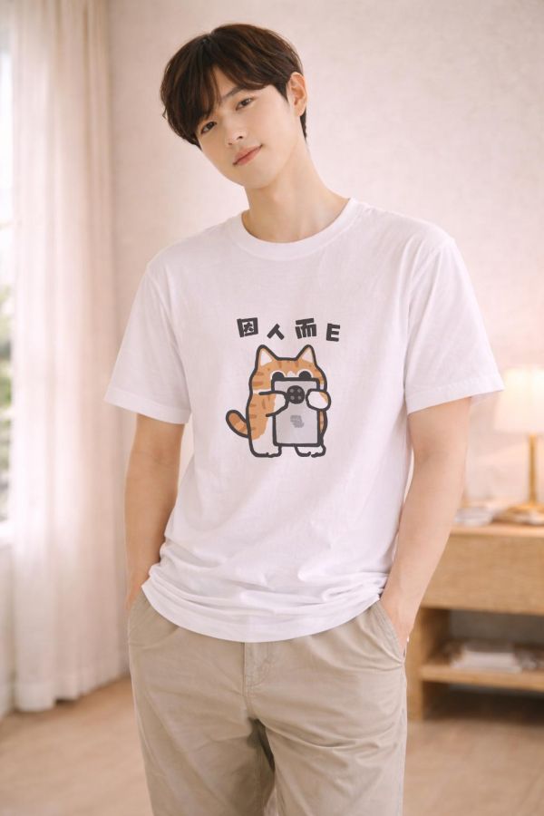 橘貓-因人而E 印花短袖 柴犬,貓咪,T恤,百搭,網路購物,萌經濟,可愛,卡通,狗狗,凱蒂貓