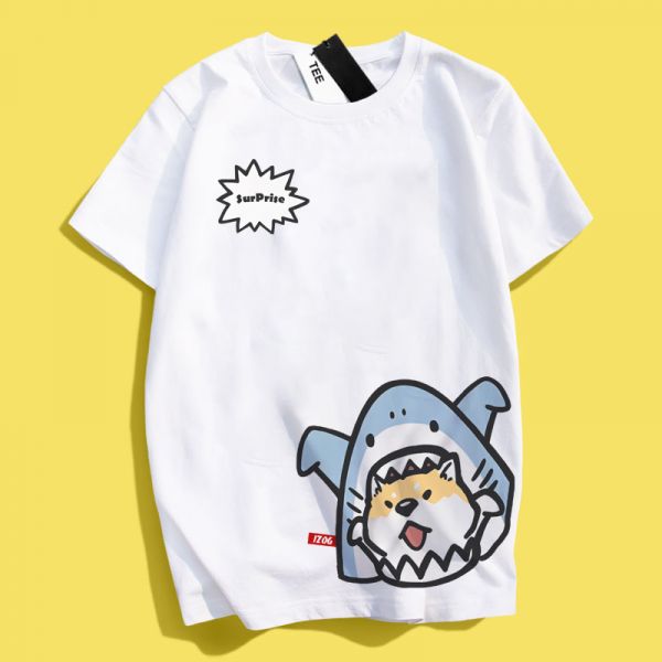 Cat & Shiba Inu Surprise Shark Tee Cat & Shiba Inu Surprise Shark Tee