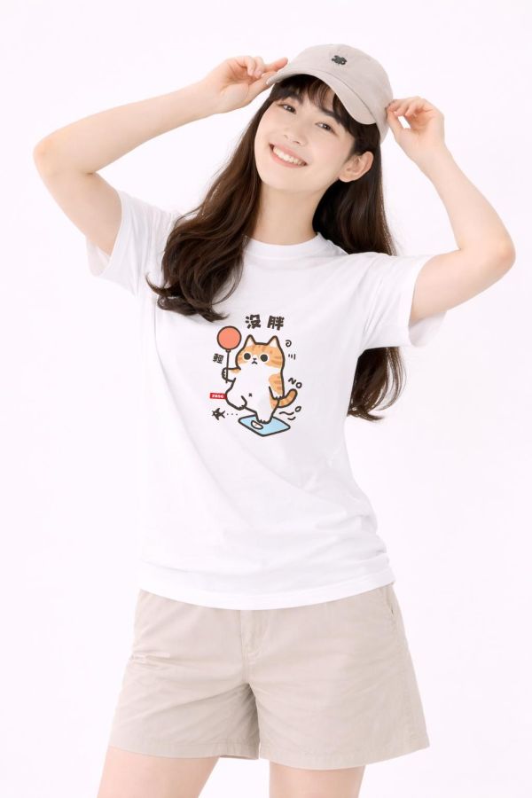 橘貓-我才沒胖 印花短袖 柴犬,貓咪,T恤,百搭,網路購物,萌經濟,可愛,卡通,狗狗,凱蒂貓