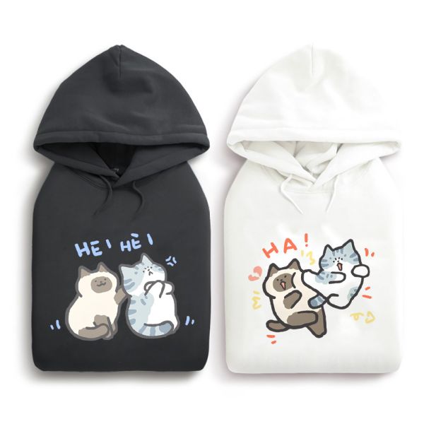 貓咪-HE HA! 重磅刷毛連帽T 