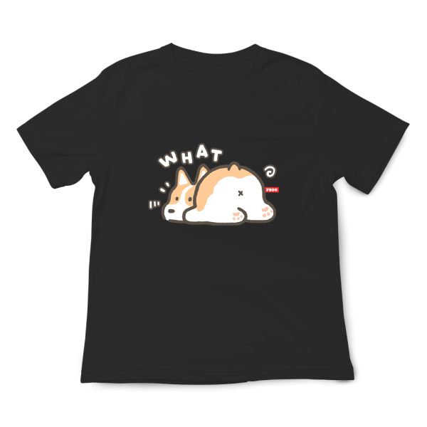 柯基-What 印花短袖 柴犬,貓咪,T恤,百搭,網路購物,萌經濟,可愛,卡通,狗狗,凱蒂貓
