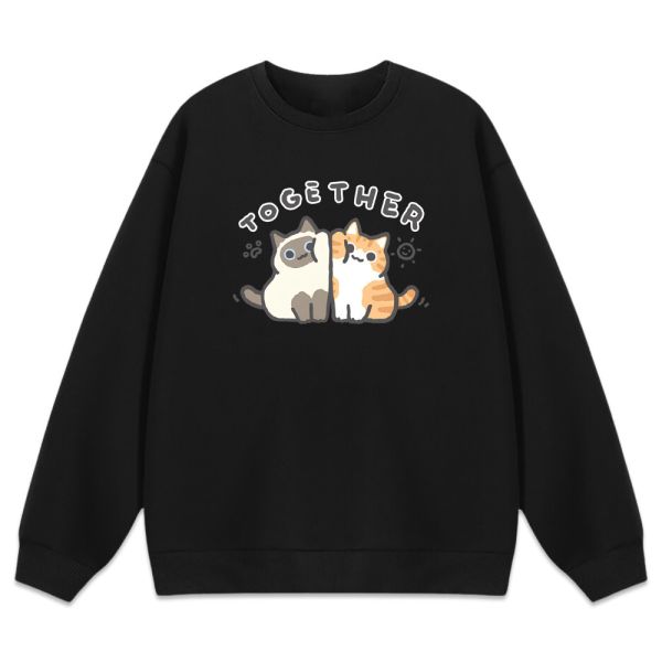 橘貓-在一起 重磅刷毛大學T 柴犬,貓咪,T恤,百搭,網路購物,萌經濟,可愛,卡通,狗狗,凱蒂貓