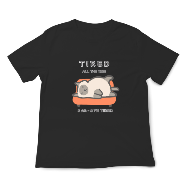暹羅貓-疲憊 印花短袖 柴犬,貓咪,T恤,百搭,網路購物,萌經濟,可愛,卡通,狗狗,凱蒂貓