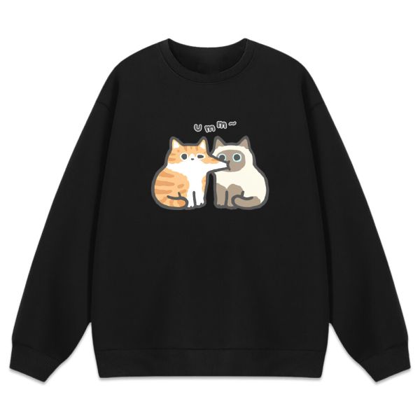 橘貓&暹羅貓-吸臉 重磅刷毛大學T 柴犬,貓咪,T恤,百搭,網路購物,萌經濟,可愛,卡通,狗狗,凱蒂貓