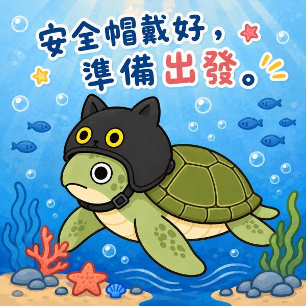 海龜 x 黑貓安全帽 印花短袖 黑貓T恤,海龜T恤,安全帽T恤,貓咪T恤,印花短袖,純棉T恤,黑貓短袖,海龜短袖,海洋系列T恤,插畫T恤,JZ TEE