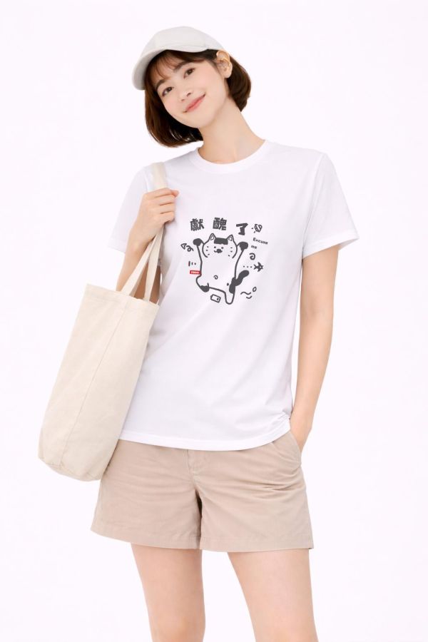 貓咪-獻醜了 印花短袖 柴犬,貓咪,T恤,百搭,網路購物,萌經濟,可愛,卡通,狗狗,凱蒂貓