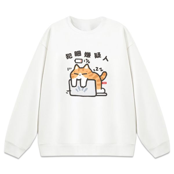 橘貓-犯睏嫌疑人 重磅刷毛大學T 柴犬,貓咪,T恤,百搭,網路購物,萌經濟,可愛,卡通,狗狗,凱蒂貓