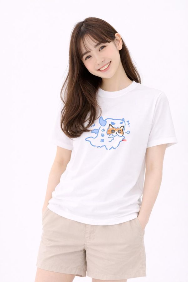 貓咪-小惡魔 印花短袖 柴犬,貓咪,T恤,百搭,網路購物,萌經濟,可愛,卡通,狗狗,凱蒂貓