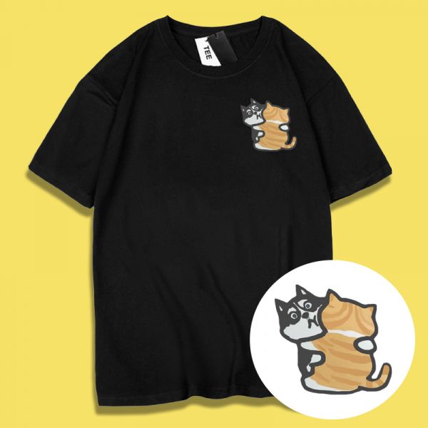 Husky & Cat Hug Tee Husky & Cat Hug Tee