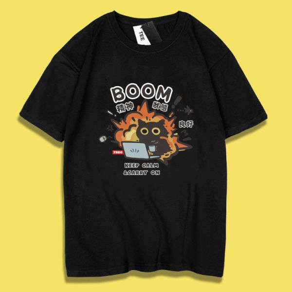 Black Cat Good Vibes Tee 柴犬,貓咪,T恤,百搭,網路購物,萌經濟,可愛,卡通,狗狗,凱蒂貓