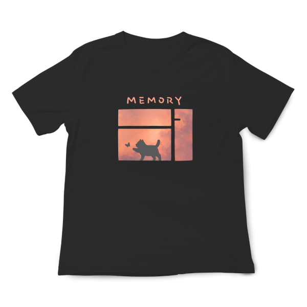 黑貓-MEMORY 印花短袖 柴犬,貓咪,T恤,百搭,網路購物,萌經濟,可愛,卡通,狗狗,凱蒂貓