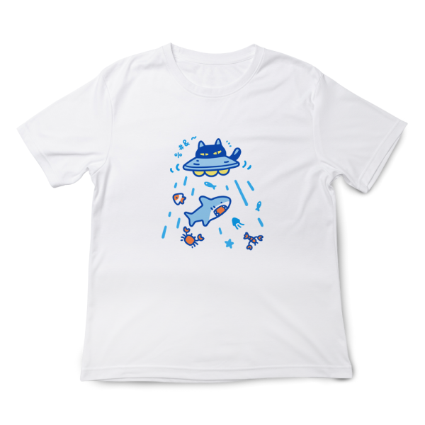 飛碟貓與鯊魚 印花短袖 柴犬,貓咪,T恤,百搭,網路購物,萌經濟,可愛,卡通,狗狗,凱蒂貓