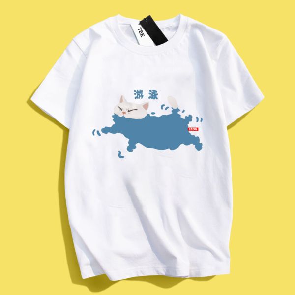 White Cat Swimming Tee White Cat Swimming Tee