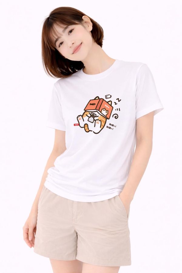 橘貓-讀書 印花短袖 柴犬,貓咪,T恤,百搭,網路購物,萌經濟,可愛,卡通,狗狗,凱蒂貓