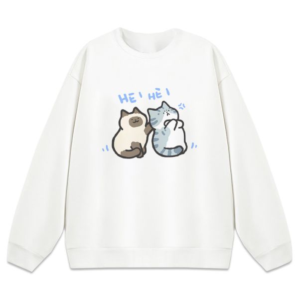 貓咪-HE HA 重磅刷毛大學T 柴犬,貓咪,T恤,百搭,網路購物,萌經濟,可愛,卡通,狗狗,凱蒂貓