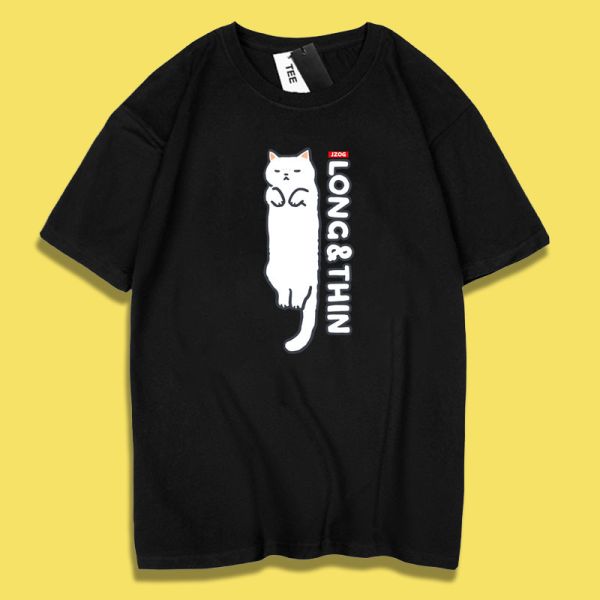 Long Thin White Cat Tee Long Thin White Cat Tee