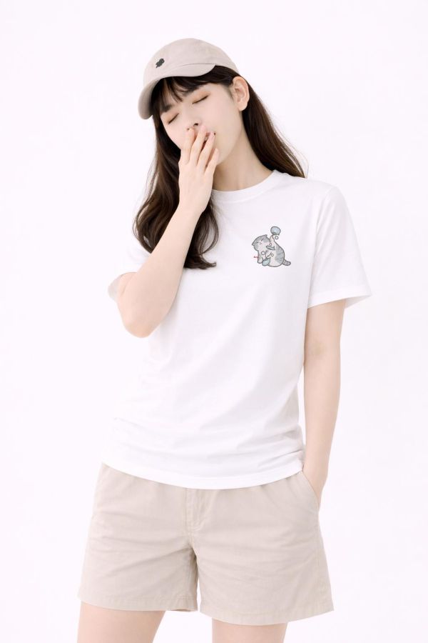 貓咪-扇風 印花短袖 柴犬,貓咪,T恤,百搭,網路購物,萌經濟,可愛,卡通,狗狗,凱蒂貓