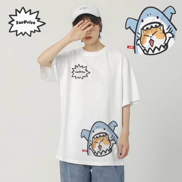 Cat & Shiba Inu Surprise Shark Tee Cat & Shiba Inu Surprise Shark Tee