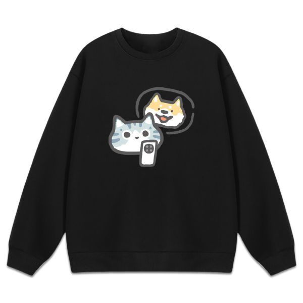 貓咪&柴犬-我想你了 重磅刷毛大學T 柴犬,貓咪,T恤,百搭,網路購物,萌經濟,可愛,卡通,狗狗,凱蒂貓