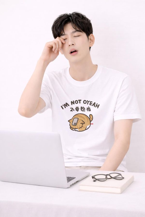 橘貓-不要熬夜 印花短袖 柴犬,貓咪,T恤,百搭,網路購物,萌經濟,可愛,卡通,狗狗,凱蒂貓