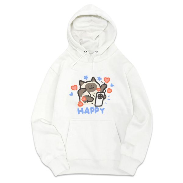 貓咪-HAPPY & LUCKY  重磅刷毛連帽T 