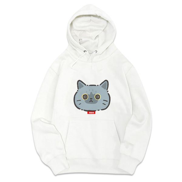 灰貓頭 重磅刷毛連帽T 