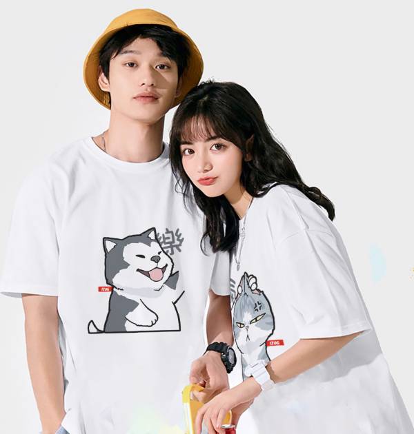 Husky & Cat Mischievous Tee Husky & Cat Mischievous Tee