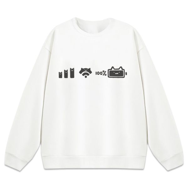 黑貓-網路與電源 重磅刷毛大學T 柴犬,貓咪,T恤,百搭,網路購物,萌經濟,可愛,卡通,狗狗,凱蒂貓