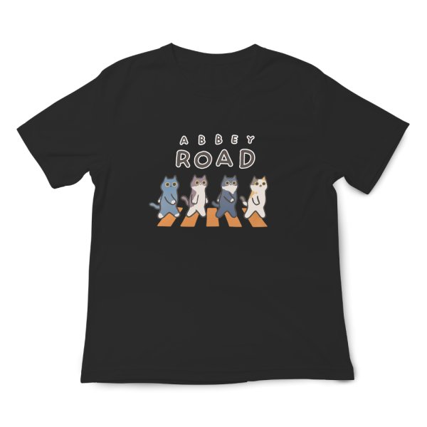 貓咪-ABBEY ROAD 印花短袖 柴犬,貓咪,T恤,百搭,網路購物,萌經濟,可愛,卡通,狗狗,凱蒂貓