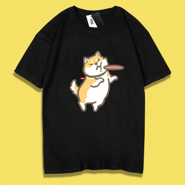 Cat & Shiba Inu Frisbee Catch Tee Cat & Shiba Inu Frisbee Catch Tee