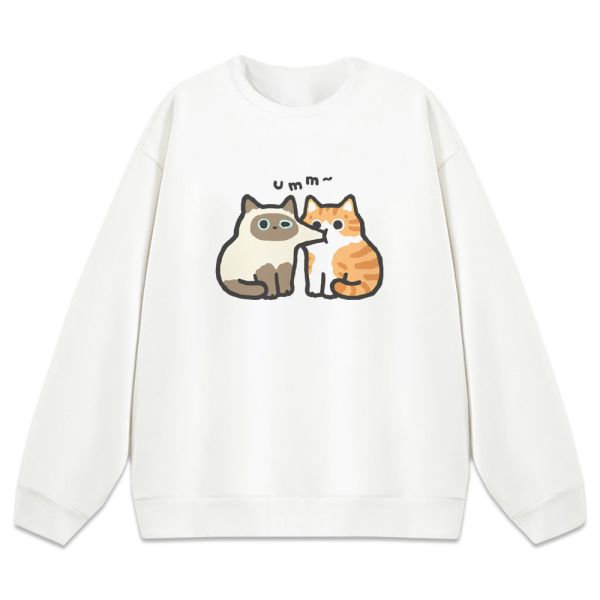 橘貓&暹羅貓-吸臉 重磅刷毛大學T 柴犬,貓咪,T恤,百搭,網路購物,萌經濟,可愛,卡通,狗狗,凱蒂貓