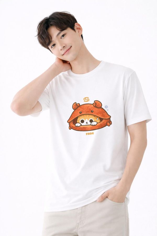 貓咪十二星座-巨蟹座 印花短袖 柴犬,貓咪,T恤,百搭,網路購物,萌經濟,可愛,卡通,狗狗,凱蒂貓