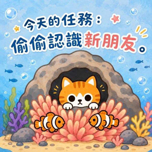 橘貓與小丑魚 印花短袖 橘貓T恤,小丑魚T恤,貓咪T恤,印花短袖,純棉T恤,橘貓短袖,小丑魚短袖,海洋系列T恤,動物T恤,插畫T恤,JZ TEE