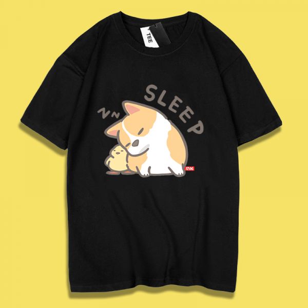 Corgi and Chick Sleeping Tee Corgi and Chick Sleeping Tee