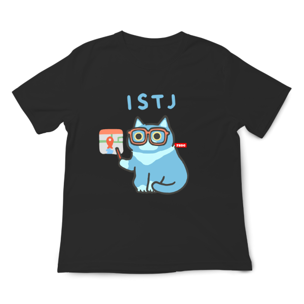 MBTI貓咪 ISTJ-物流師 印花短袖 柴犬,貓咪,T恤,百搭,網路購物,萌經濟,可愛,卡通,狗狗,凱蒂貓