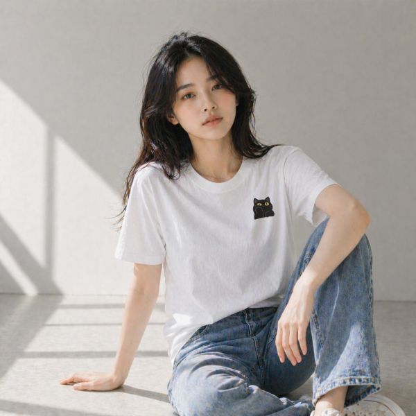 黑貓-懶得理你 印花短袖 柴犬,貓咪,T恤,百搭,網路購物,萌經濟,可愛,卡通,狗狗,凱蒂貓